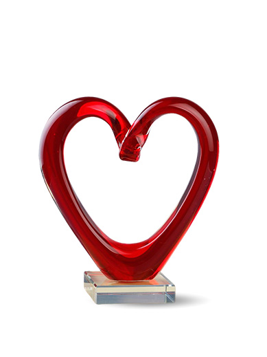 Red Heart-Shaped Art Glass Ornaments for Valentine's Day Gifts